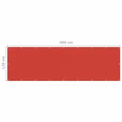 vidaXL Balcony Screen Red 120x400 cm HDPE Outdoor Privacy Protective Sunshade - Additional view 4