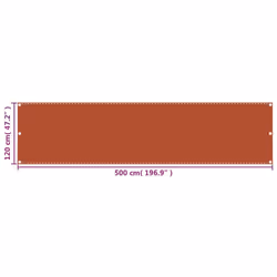 vidaXL Balcony Screen HDPE Outdoor Garden Protective Fence Privacy Sunshade - orange, 120 x 500 cm - Additional view 4