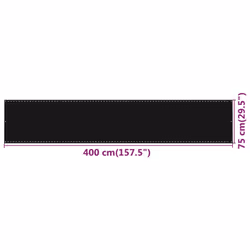 vidaXL Balcony Screen HDPE Outdoor Garden Protective Fence Privacy Sunshade - black, 75 x 400 cm