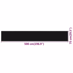 vidaXL Balcony Screen HDPE Outdoor Garden Protective Fence Privacy Sunshade - black, 75 x 500 cm