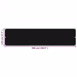 vidaXL Balcony Screen Black 120x500 cm HDPE Outdoor Privacy Garden Sunshade - Additional view 4