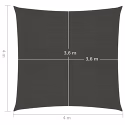 vidaXL Sunshade Sail 160 g/mÂ² Anthracite 4x4 m HDPE Garden Sunscreen Canopy - Additional view 5