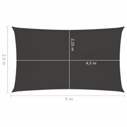 vidaXL Sunshade Sail 160 g/mÂ² Anthracite 2.5x5 m HDPE Garden Canopy Awning - Additional view 5
