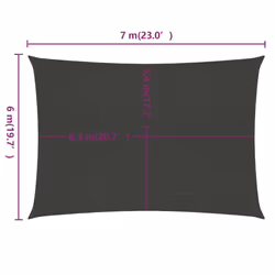 vidaXL Sunshade Sail 160 g/m? Anthracite 6x7 m HDPE Sunscreen Sun Sail Tarp - Additional view 5