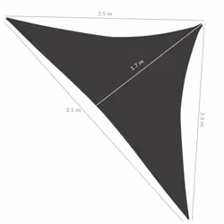 vidaXL Sunshade Sail 160 g/mÂ² Anthracite 2.5x2.5x3.5 m HDPE Garden Sunscreen - Additional view 5