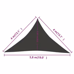 vidaXL Sunshade Sail 160 g/m? Anthracite 4x4x5.8 m HDPE Sunscreen Shade Canopy - Additional view 5