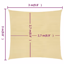 vidaXL Sunshade Sail 160 g/mÂ² HDPE Patio Sunscreen Outdoor Canopy Party Tent - beige, 3 x 3 m - Additional view 5