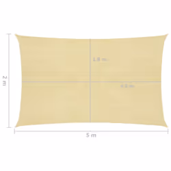 vidaXL Sunshade Sail 160 g/mÂ² Beige 2x5 m HDPE Sunscreen Patio Shade Canopy - Additional view 5