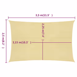 vidaXL Sunshade Sail Beige 2.5x3.5 m HDPE Sunscreen Sail Tarp Shade Canopy - Additional view 5
