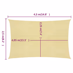 vidaXL Sunshade Sail Beige 2.5x4.5 m HDPE Sunscreen Sail Tarp Shade Canopy - Additional view 5