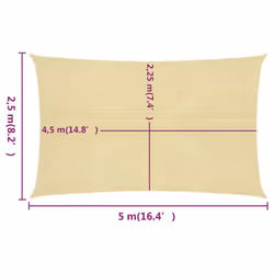 vidaXL Sunshade Sail Beige 2.5x5 m HDPE Patio Sunscreen Sail Tarp Shade Canopy - Additional view 5