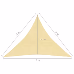 vidaXL Sunshade Sail 160 g/mÂ² Beige 3x3x3 m HDPE Garden Awning Sun Sail Tarp - Additional view 5