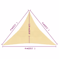 vidaXL Sunshade Sail Beige 4x4x4 m HDPE Patio Sunscreen Sail Tarp Shade Canopy - Additional view 5