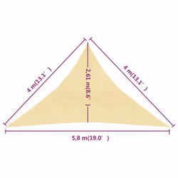 vidaXL Sunshade Sail Beige 4x4x5.8 m HDPE Sunscreen Sail Tarp Shade Canopy - Additional view 5