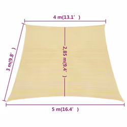 vidaXL Sunshade Sail Beige 4/5x3 m HDPE Patio Sunscreen Sail Tarp Shade Canopy - Additional view 5