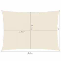 vidaXL Sunshade Sail 160 g/mÂ² Cream HDPE Outdoor Canopy Garden Patio Awning - Additional view 5