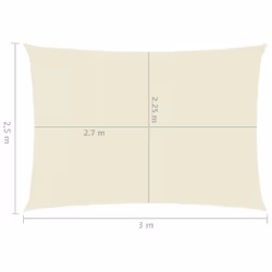 vidaXL Sunshade Sail 160 g/mÂ² Cream 2.5x3 m HDPE Garden Patio Canopy Awning - Additional view 5