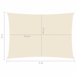vidaXL Sunshade Sail 160 g/mÂ² Cream 3x4 m HDPE Garden Patio Canopy Awning - Additional view 5