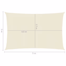 vidaXL Sunshade Sail 160 g/mÂ² Cream 3x5 m HDPE Garden Patio Canopy Awning - Additional view 5