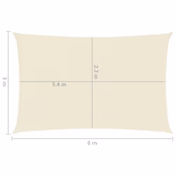 vidaXL Sunshade Sail 160 g/mÂ² Cream 3x6 m HDPE Garden Patio Canopy Awning - Additional view 5