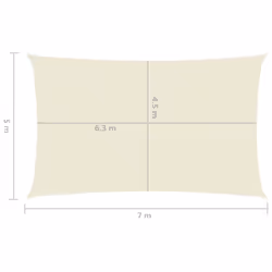 vidaXL Sunshade Sail 160 g/mÂ² Cream HDPE Outdoor Canopy Garden Patio Awning - Additional view 5