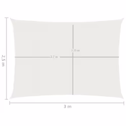 vidaXL Sunshade Sail 160 g/mÂ² White 2.5x3 m HDPE Outdoor Garden Sunscreen - Additional view 5