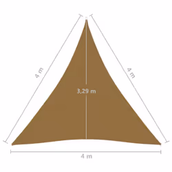 vidaXL Sunshade Sail 160 g/mÂ² Taupe 4x4x4 m HDPE Balcony Sunscreen Canopy - Additional view 5