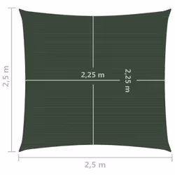 vidaXL Sunshade Sail 160 g/mÂ² Dark Green 2.5x2.5 m HDPE Patio Sunscreen Canopy - Additional view 5