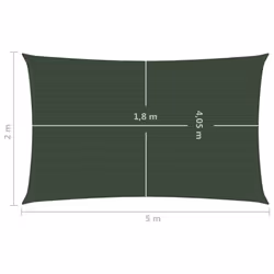 vidaXL Sunshade Sail 160 g/mÂ² Dark Green 2x5 m HDPE Outdoor Garden Sunscreen - Additional view 5