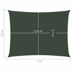 vidaXL Sunshade Sail 160 g/mÂ² Dark Green 2.5x3 m HDPE Outdoor Garden Sunscreen - Additional view 5