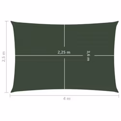 vidaXL Sunshade Sail 160 g/mÂ² Dark Green 2.5x4 m HDPE Outdoor Garden Sunscreen - Additional view 5