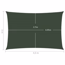 vidaXL Sunshade Sail 160 g/mÂ² Dark Green 3x4.5 m HDPE Sunscreen Shade Canopy - Additional view 5