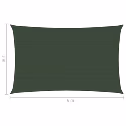 vidaXL Sunshade Sail 160 g/mÂ² Dark Green 3x6 m HDPE Sunscreen Shade Canopy - Additional view 5