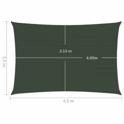 vidaXL Sunshade Sail 160 g/mÂ² Dark Green 3.5x4.5 m HDPE Sunscreen Shade Canopy - Additional view 5
