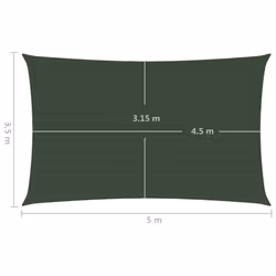 vidaXL Sunshade Sail 160 g/mÂ² Dark Green 3.5x5 m HDPE Sunscreen Shade Canopy - Additional view 5