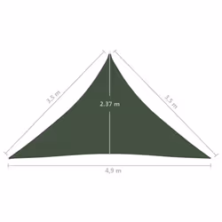 vidaXL Sunshade Sail 160 g/mÂ² Dark Green 3.5x3.5x4.9 m HDPE Sunscreen Canopy - Additional view 5