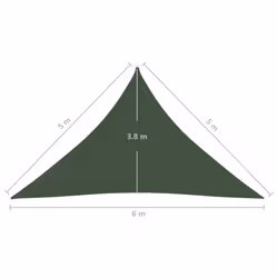 vidaXL Sunshade Sail 160 g/mÂ² Dark Green 5x5x6 m HDPE Sunscreen Patio Shade - Additional view 5