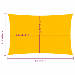 vidaXL Sunshade Sail Canopy Screen Balcony Awning Canopy HDPE Rectangular - yellow, 3.5 x 5 m - Additional view 5