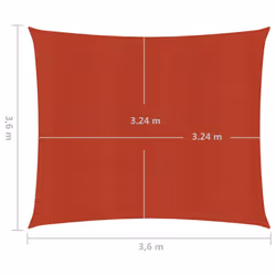 vidaXL Sunshade Sail 160 g/mÂ² Red 3.6x3.6 m HDPE Sunscreen Patio Shade Canopy - Additional view 5