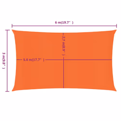 vidaXL Sunshade Sail Canopy Screen Balcony Awning Canopy HDPE Rectangular - orange, 3 x 6 m