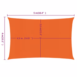 vidaXL Sunshade Sail Canopy Screen Balcony Awning Canopy HDPE Rectangular - orange, 4 x 5 m