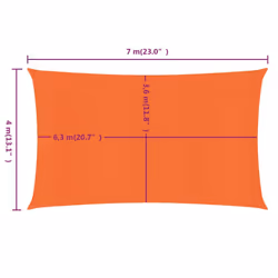 vidaXL Sunshade Sail Canopy Screen Balcony Awning Canopy HDPE Rectangular - orange, 4 x 7 m