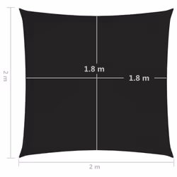 vidaXL Sunshade Sail 160 g/mÂ² Black 2x2 m HDPE Sunscreen Patio Shade Canopy - Additional view 5