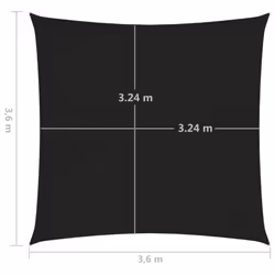 vidaXL Sunshade Sail 160 g/mÂ² Black 3.6x3.6 m HDPE Garden Sunscreen Canopy - Additional view 5