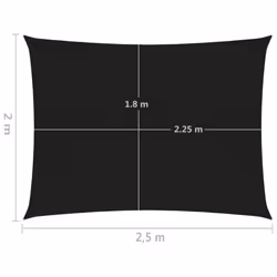 vidaXL Sunshade Sail 160 g/mÂ² Black 2x2.5 m HDPE Balcony Sunscreen Canopy - Additional view 5
