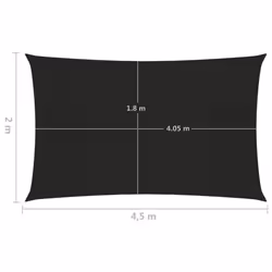 vidaXL Sunshade Sail 160 g/mÂ² Black 2x4.5 m HDPE Balcony Sunscreen Canopy - Additional view 5