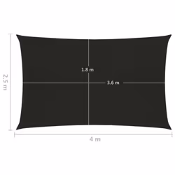 vidaXL Sunshade Sail 160 g/mÂ² Black 2.5x4 m HDPE Sunscreen Patio Shade Canopy - Additional view 5