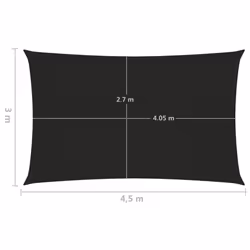 vidaXL Sunshade Sail 160 g/mÂ² Black 3x4.5 m HDPE Sunscreen Patio Shade Canopy - Additional view 5