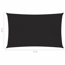 vidaXL Sunshade Sail 160 g/mÂ² Black 3x5 m HDPE Balcony Garden Sunscreen Canopy - Additional view 5