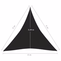 vidaXL Sunshade Sail 160 g/mÂ² Black 4x4x4 m HDPE Sunscreen Patio Shade Canopy - Additional view 5